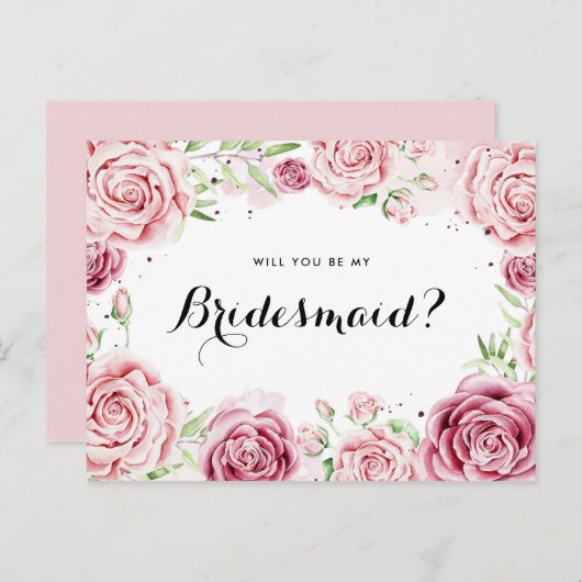 ピンクの水の色のバラは私のbridesmaid IIになる インビテーションポストカード (正面/裏面)