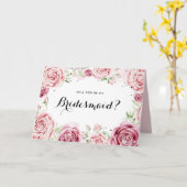 ピンクの水の色のバラは私のbridesmaid IIになる カード (黄色い花)
