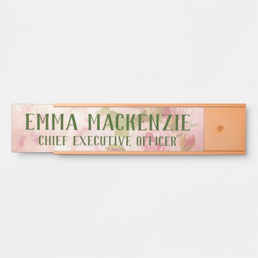 ピンクの水の色のバラぶら下がったのドアの標識名プレート サインプレート (正面)