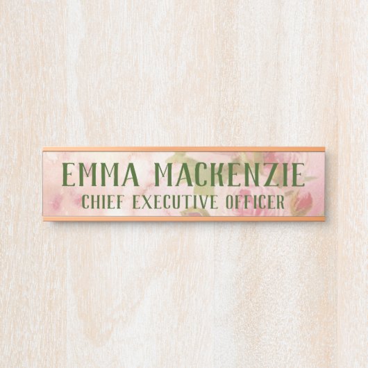 ピンクの水の色のバラぶら下がったのドアの標識名プレート サインプレート (正面)