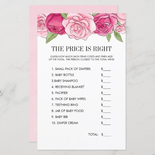 ピンクの水の色のバラ価格は右ゲーム (正面/裏面)