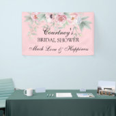 ピンクの水の色のバラ牡丹ポピー 横断幕 (トレードショー)