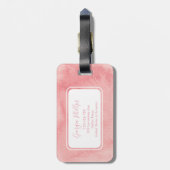 ピンクの水の色のパーソナライズされたラゲッジタグ ラゲッジタグ (裏面縦)