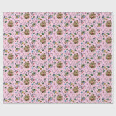 ピンクの水の色のフローラクロスパターンイースター ラッピングペーパー (フラット)