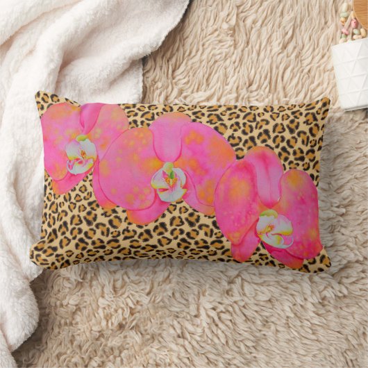 ピンクの水の色のフローラランのヒョウのチーテアート ランバークッション (ブランケット)