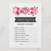 ピンクの水の色のフローラ赤ちゃんシャワーの願いベビー アドバイスカード (裏面)