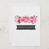 ピンクの水の色のフローラ赤ちゃんシャワーの願いベビー アドバイスカード (正面/裏面)