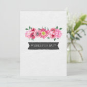 ピンクの水の色のフローラ赤ちゃんシャワーの願いベビー アドバイスカード (スタンド正面)