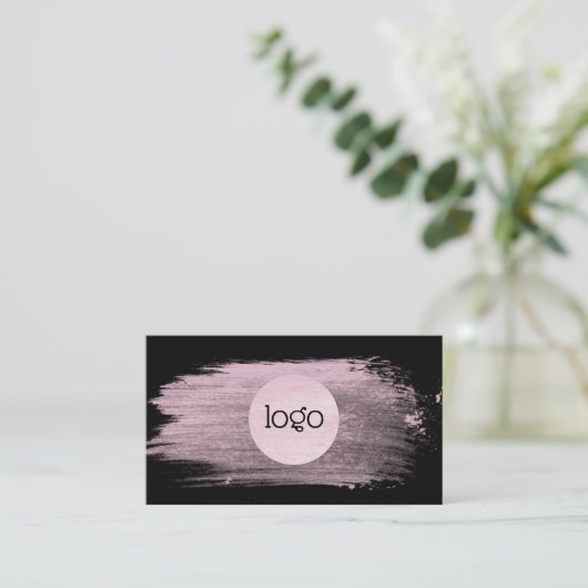 ピンクの水の色のブラシストロークあなたのロゴプロフェッショナル 名刺 (スタンド正面)