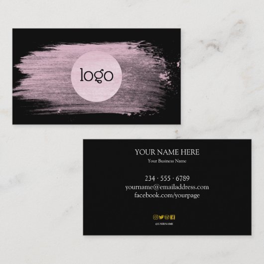 ピンクの水の色のブラシストロークあなたのロゴプロフェッショナル 名刺 (正面/裏面)