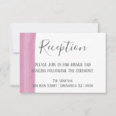 ピンクの水の色のブラシストローク披露宴カード 招待状 (正面)