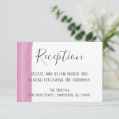 ピンクの水の色のブラシストローク披露宴カード 招待状 (スタンド正面)