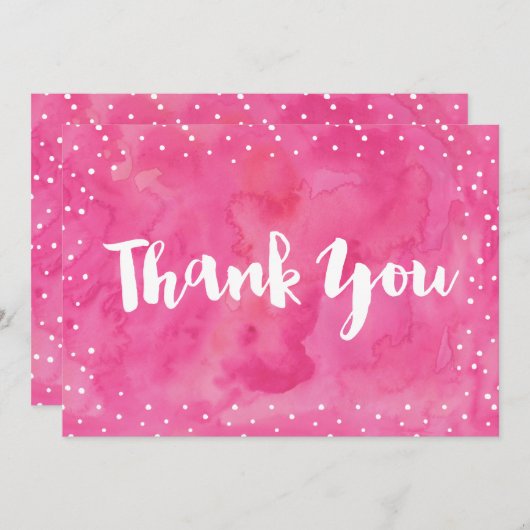 ピンクの水の色のベビーシャワー |サンキューカード サンキューカード (正面/裏面)