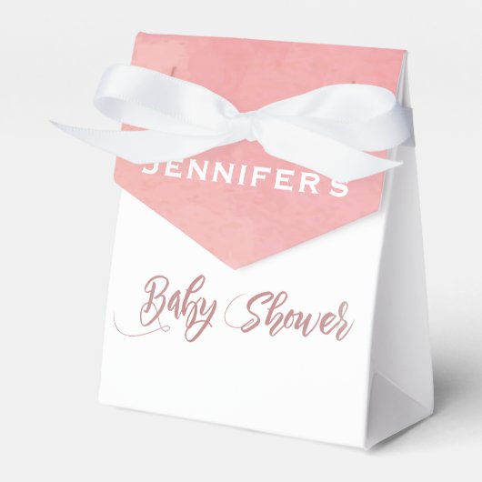ピンクの水の色のベビーシャワー フェイバーボックス (正面サイド)
