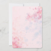 ピンクの水の色のベビーシャワー 招待状 (裏面)