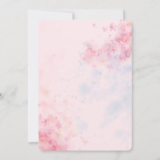 ピンクの水の色のベビーシャワー 招待状 (裏面)