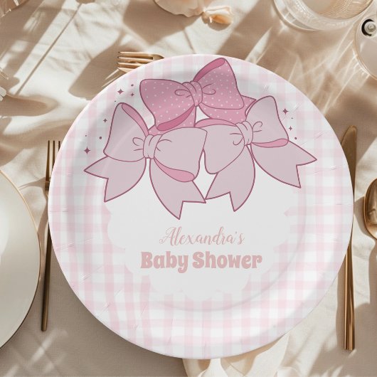 ピンクの水の色のボーガールベビーシャワー ペーパープレート