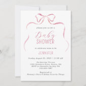 ピンクの水の色のボーガールベビーシャワー 招待状 (正面)