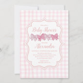 ピンクの水の色のボーガールベビーシャワー 招待状 (正面)