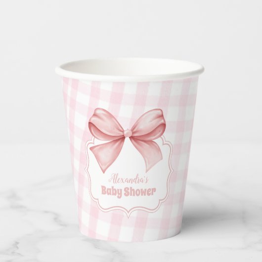 ピンクの水の色のボーガールベビーシャワー 紙コップ (正面)
