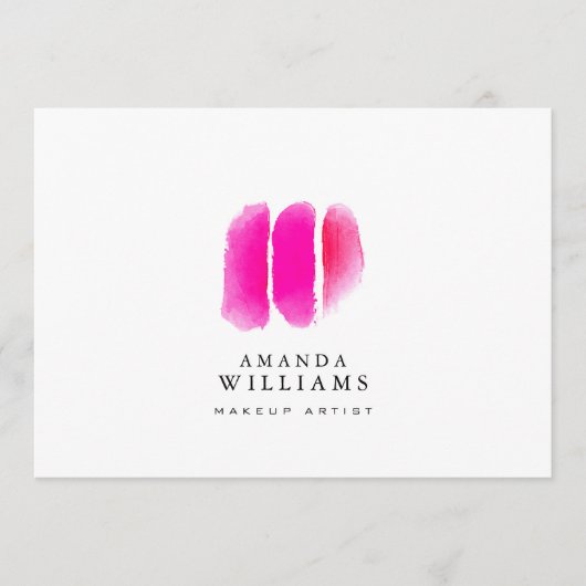 ピンクの水の色のメイクアップスウォッチフラットノテカード ノートカード (正面)