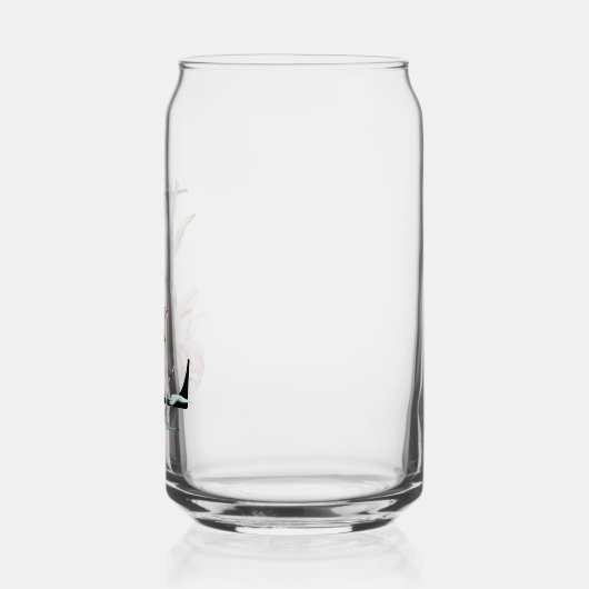 ピンクの水の色のユリのモノグラム ガラス缶 (左)