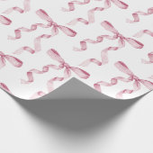 ピンクの水の色のリボン赤ちゃんシャワー ラッピングペーパー (角)