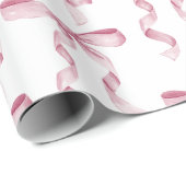 ピンクの水の色のリボン赤ちゃんシャワー ラッピングペーパー (ロールコーナー)