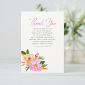 ピンクの水の色のワイルドフラワーベビーシャワーありがとう サンキューカード (スタンド正面)