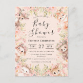 ピンクの水の色の動物バジェットベビーシャワー ポストカード (正面)