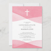 ピンクの水の色の女の子の確認 招待状 (正面)