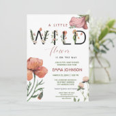 ピンクの水の色の小さなケシ赤ちゃんシャワー 招待状 (スタンド正面)