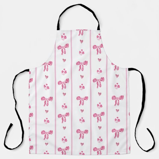 ピンクの水の色の弓のストライプコケットの美学 エプロン (正面)