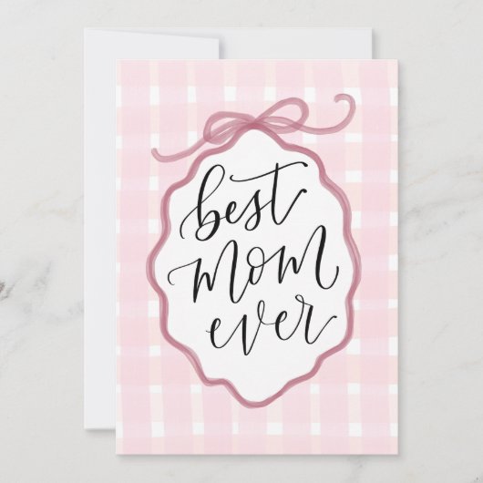 ピンクの水の色の弓の母の日カード シーズンカード (正面)