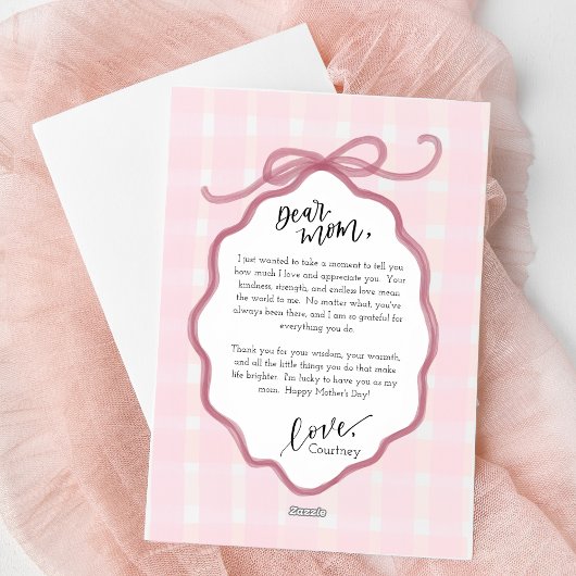 ピンクの水の色の弓の母の日カード シーズンカード