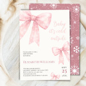 ピンクの水の色の弓コールド外ベビーシャワー 招待状