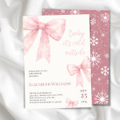 ピンクの水の色の弓コールド外ベビーシャワー 招待状