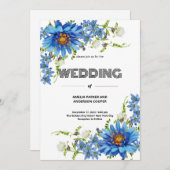 ピンクの水の色の愛結婚の花 招待状 (正面/裏面)