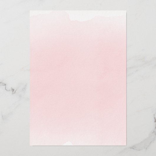 ピンクの水の色の最初の聖餐式 箔招待状 (裏面)
