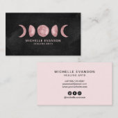 ピンクの水の色の月の位相エネルギーヒーラー 名刺 (正面/裏面)