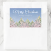 ピンクの水の色の木の森のクリスマス芸術的 長方形シール (バッグ)