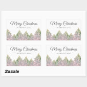 ピンクの水の色の木の森の芸術的クリスマスレー 長方形シール (シート)