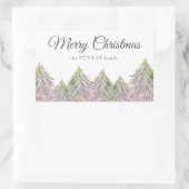 ピンクの水の色の木の森の芸術的クリスマスレー 長方形シール (バッグ)