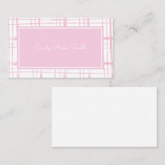 ピンクの水の色の格子模様ベビーガールズエンクロージャカード エンクロージャーカード (正面/裏面)