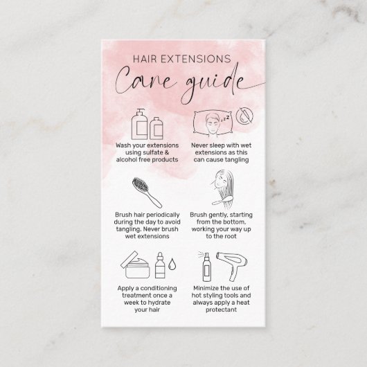 ピンクの水の色の気にサロン後のヘアの伸び 名刺 (正面)