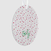 ピンクの水の色の水玉模様名PHOTO 名門私立校風の Sweet オーナメント (正面)