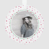 ピンクの水の色の水玉模様名PHOTO 名門私立校風の Sweet オーナメント (裏面)