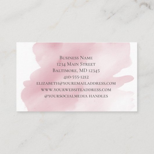 ピンクの水の色の洗い流しの背景モダン 名刺 (裏面)