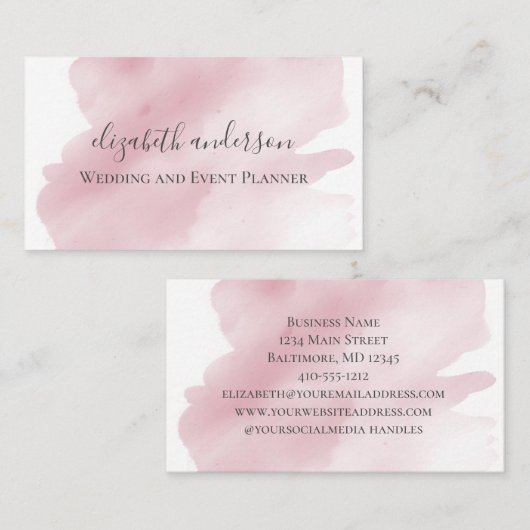 ピンクの水の色の洗い流しの背景モダン 名刺 (正面/裏面)