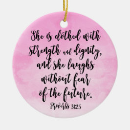 ピンクの水の色の箴言31クリスチャン女性の聖書 セラミックオーナメント